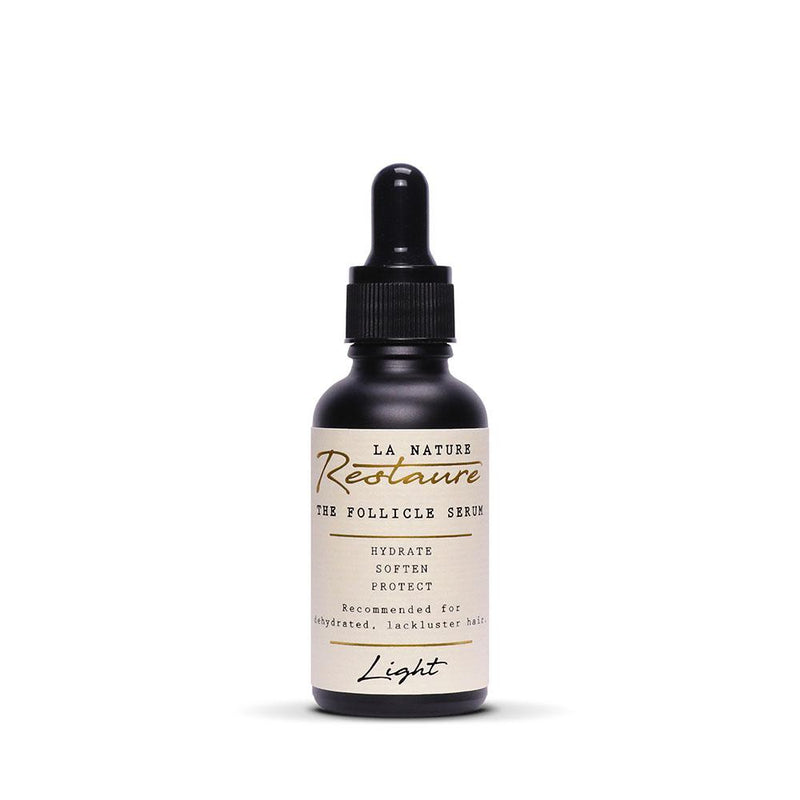 Closed 30ml bottle of La Nature Restaure’s Follicle Serum Light Formula