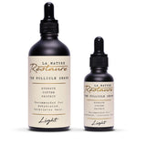 comparing the 100ml and 30ml bottle of La Nature Restaure’s Follicle Serum Light Formula